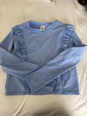 Girls' Light Blue Ruffle Rashguard